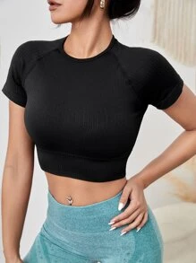 Yoga Basic Áo Tees & Tanks  Thể thao Nữ màu trơn - màu đen - Xem 4