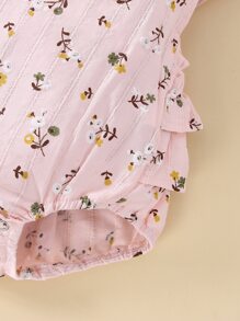 嬰兒印花荷葉邊連身背心 - 淺粉色 - 查看 3