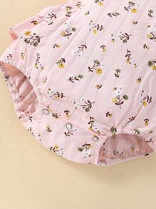 嬰兒印花荷葉邊連身背心 - 淺粉色 - 查看 6