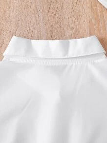 Toddler Girls Letter Graphic Ruffle Trim Bow Front Blouse - White - View 4