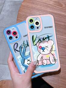 2入組卡通熊和兔子圖案透明手機殼相容於 iPhone15/15Plus/15Pro/15Promax - 彩色 - 查看 2