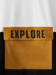 SHEIN Tops con trai Túi Khối Màu Lá thư Giải trí - Nhiều màu - Xem 4