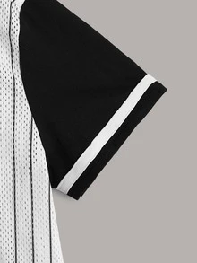 SHEIN 男孩細條紋字母補丁細節襯衫 - 白色 - 查看 4