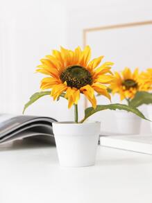 1入組人造盆栽向日葵 - 黃色 - 查看 1