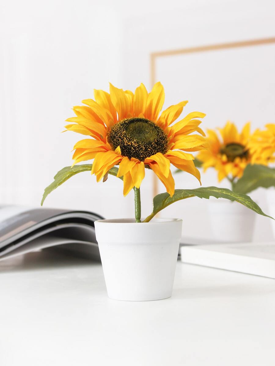 1入組人造盆栽向日葵 - 黃色 - 查看 1