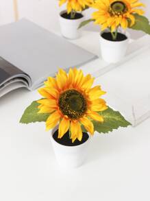 1入組人造盆栽向日葵 - 黃色 - 查看 2