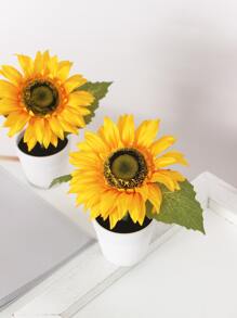 1入組人造盆栽向日葵 - 黃色 - 查看 4