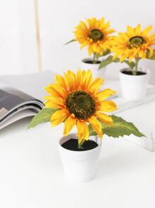1入組人造盆栽向日葵 - 黃色 - 查看 5