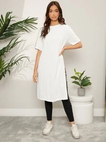 SHEIN LUNE Contrast Geo Print Side Seam Leggings - Black - View 6