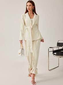 BizChic 素色青果領腰帶西裝外套工作服