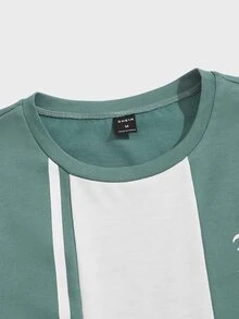 Manfinity Bộ hai mảnh Nam Dây kéo Túi Khối Màu Lá thư Giải trí - Màu xanh Bạc hà - Xem 3