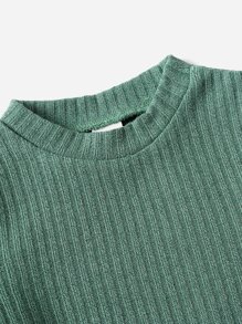 SHEIN Young Girl Toddler Girls 3pcs Solid Ribbed Knit Tee - Multicolor - View 4