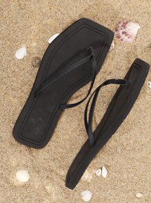 Toe Post Thong Sandals - Black - View 2