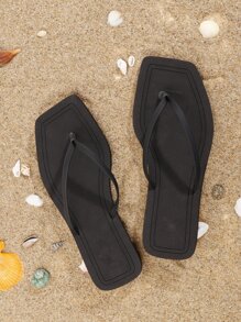 Toe Post Thong Sandals - Black - View 4