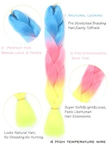 1pc Ombre Long Synthetic Hair Braid - Multicolor - View 5