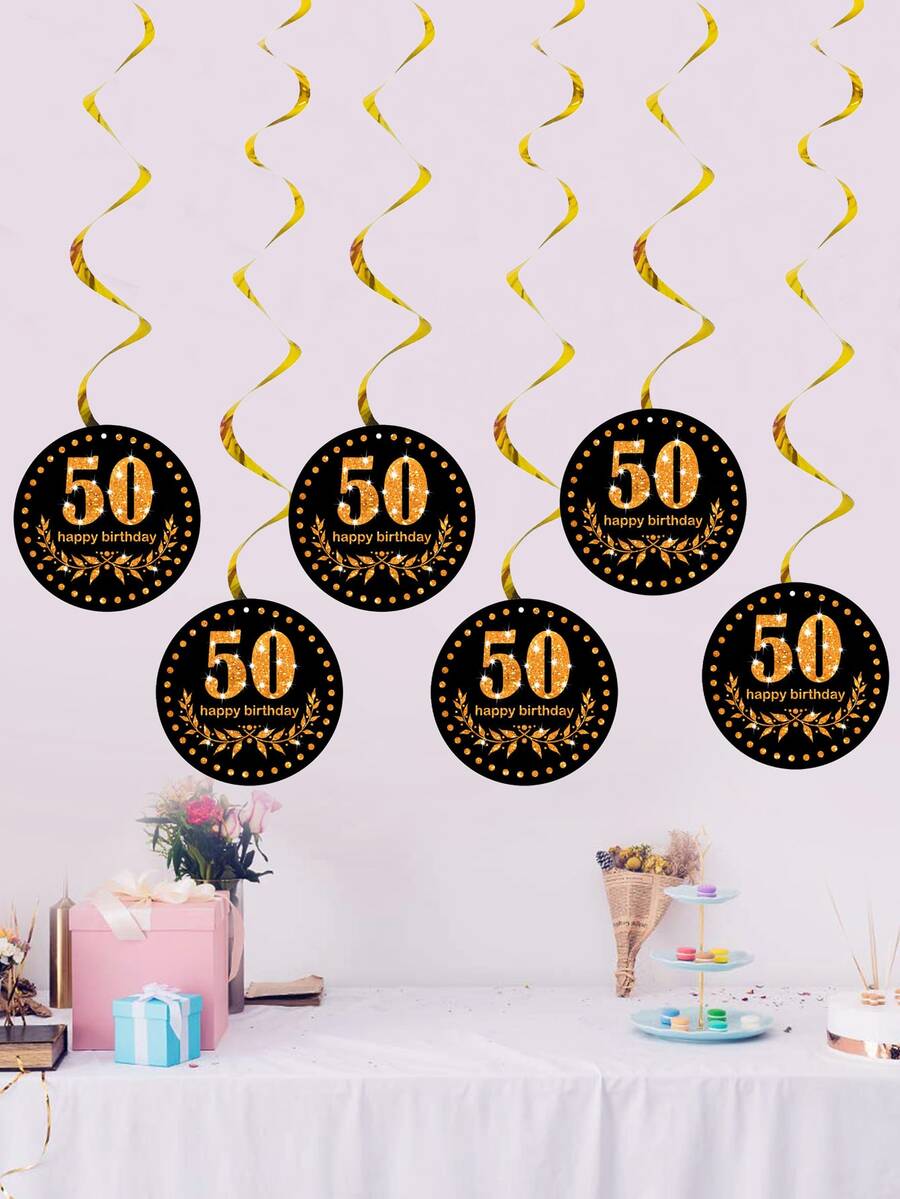 6pcs Number Pattern Spiral Garland - Multicolor - View 1