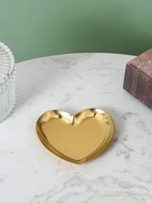 1pc Reusable Stainless Steel Candle Holder,Simple Heart Shaped Gold Color Washable Candle Stand - Gold - View 2