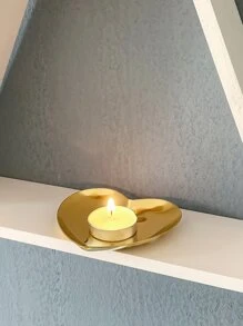 1pc Reusable Stainless Steel Candle Holder,Simple Heart Shaped Gold Color Washable Candle Stand - Gold - View 1