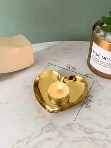 1pc Reusable Stainless Steel Candle Holder,Simple Heart Shaped Gold Color Washable Candle Stand - Gold - View 3