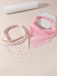 2pcs Flower Print Hair Band Boho,Pink Accessories Valentine's Day Valentines Headband Turban Headband Sweatband, Hairband Fall Winter Hair Accessories For Women For Vacation Outfits Woman Elegant Scarf Women Bandanas Soft Headwrap Valentines Gift - Multicolor - View 2