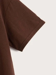 SHEIN Tween Girl Letter Graphic Tee - Chocolate Brown - View 4