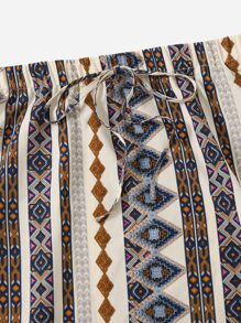 SHEIN VCAY 腰上打結幾何印花半身裙 - 彩色 - 查看 4