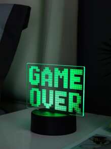 1pc Touch Sensor RGB GAMEOVER 3D & CAN'T HEAR YOU I'M GAMING LED Night Light, Gaming Atmosphere Lamp - Multicolor - View 4