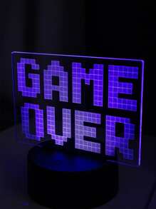 1pc Touch Sensor RGB GAMEOVER 3D & CAN'T HEAR YOU I'M GAMING LED Night Light, Gaming Atmosphere Lamp - Multicolor - View 11