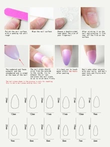 24 miếng móng tay giả đồng màu và 1 miếng băng dính - Màu xanh lam - Xem 3