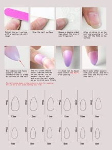 Transform Your Nails with 24pcs Short Coffin Fake Nail & 1pc Nail File & 1sheet Tape - Black - View 3