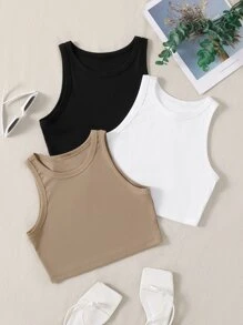 SHEIN Unity 3 piezas Top tank tejido de canalé