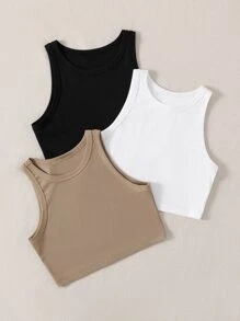SHEIN Unity 3 piezas Top tank tejido de canalé