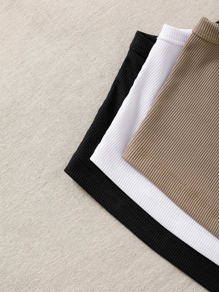 3pcs Ribbed Knit Tank Top