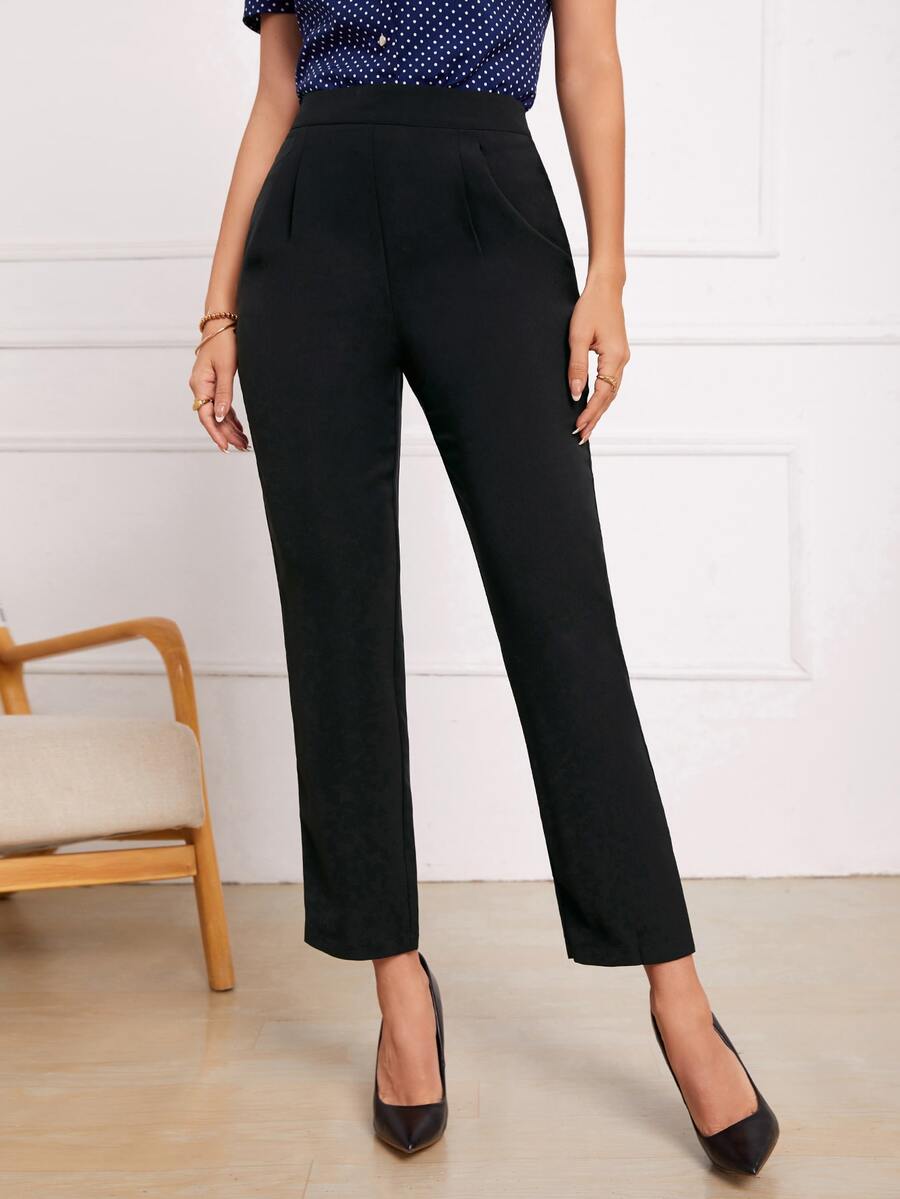 Pantalones rectos de talle alto - Negro - Ver 1