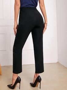 Pantalones rectos de talle alto - Negro - Ver 2
