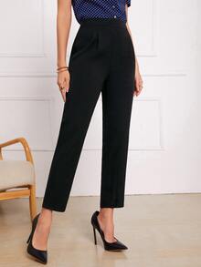 Pantalones rectos de talle alto - Negro - Ver 3