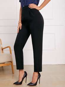 Pantalones rectos de talle alto - Negro - Ver 4