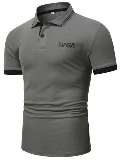 Prep Men Letter Graphic Polo Tee