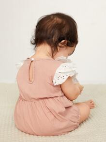 Bebé Body con bordado con ojal ribete con fruncido - Multicolor - Ver 2