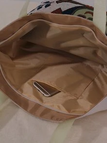 Owl Graphic Shoulder Tote Bag - Multicolor - View 5