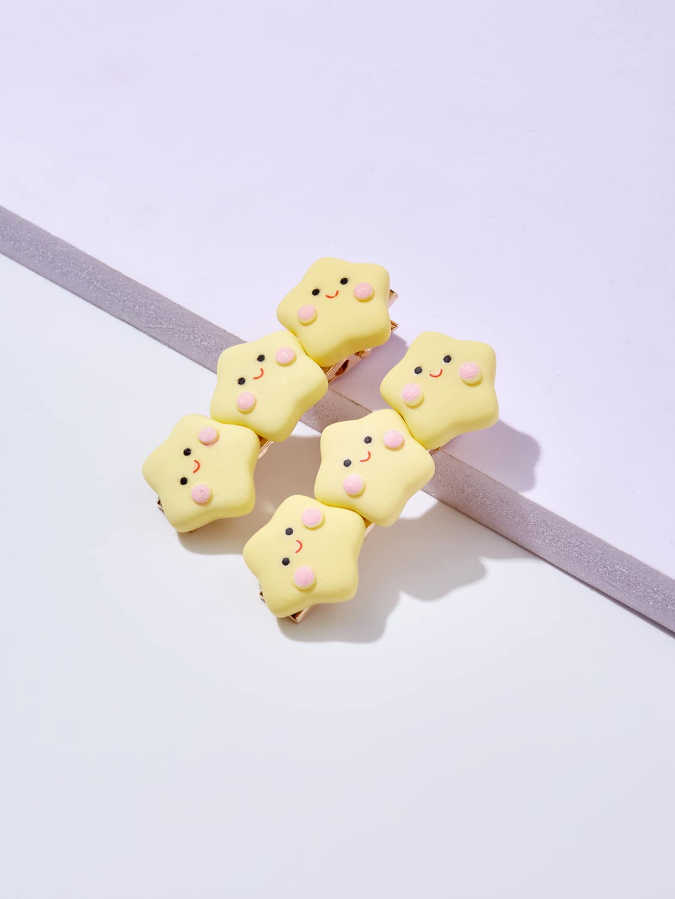 2pcs Cartoon Star Hair Clip Cute Claw Clips Hair Claws Hair Barrettes - Yellow - View 1