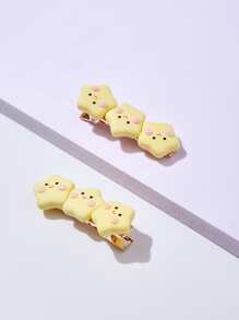 2pcs Cartoon Star Hair Clip Cute Claw Clips Hair Claws Hair Barrettes - Yellow - View 3