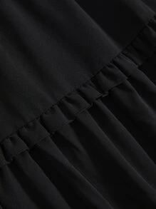 Breezaya Plus Solid Frill Trim Cami Dress - Black - View 5