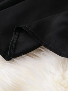 SHEIN Unity Plus Tie Neck Butterfly Sleeve Blouse - Black - View 4