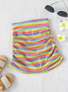 Niñitas Falda de rayas combinadas fruncido lateral - Multicolor - Ver 1