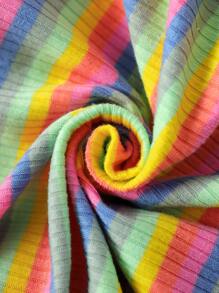 Niñitas Falda de rayas combinadas fruncido lateral - Multicolor - Ver 3