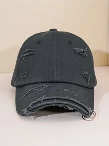 金屬圓環裝飾破洞棒球帽