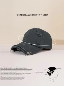 金屬圓環裝飾破洞棒球帽