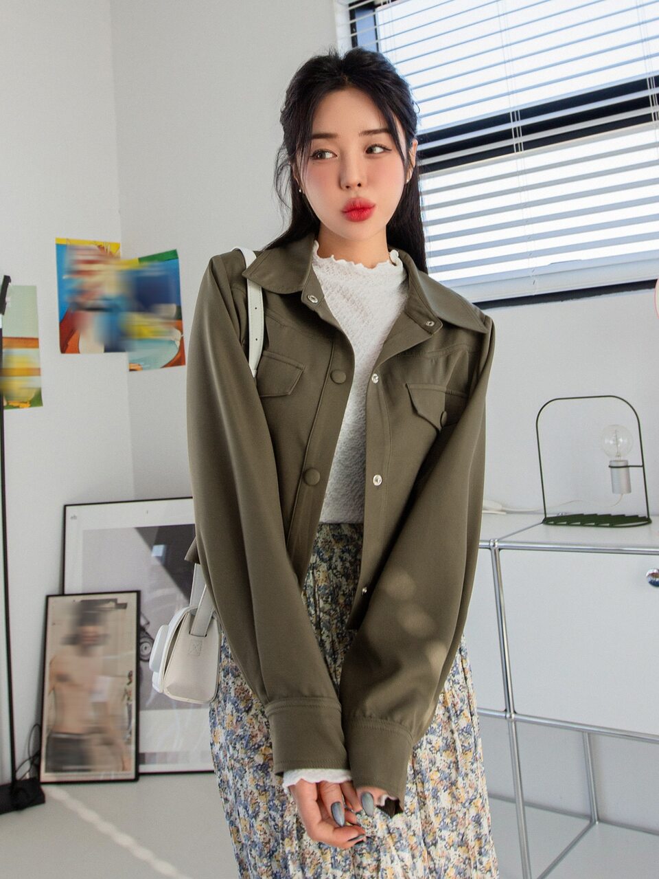 Flap Detail Button Through Crop Jacket