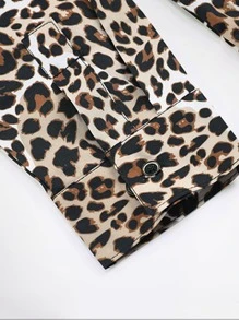Hombres Camisa con estampado de leopardo con botón - Multicolor - Ver 3
